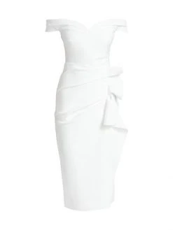 Chiara Boni La Petite Robe Off-the-Shoulder Midi Dress White -Chiara Boni La Petite Robe Sales Shop unnamed file 1110