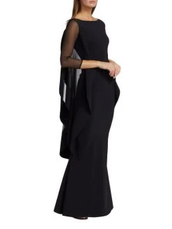 Chiara Boni La Petite Robe Kacey Illusion Mesh Caped Gown -Chiara Boni La Petite Robe Sales Shop unnamed file 1129