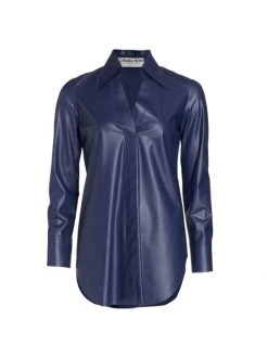Chiara Boni La Petite Robe Atena Faux Leather Long-Sleeve Top