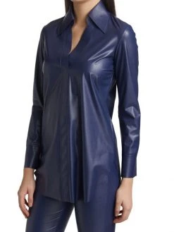 Chiara Boni La Petite Robe Atena Faux Leather Long-Sleeve Top -Chiara Boni La Petite Robe Sales Shop unnamed file 1407