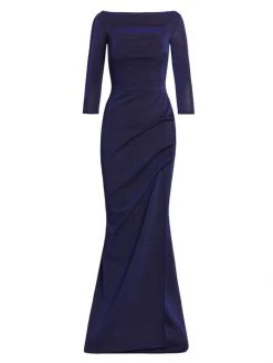Chiara Boni La Petite Robe Glittery Jersey Bateau-Neck Gown