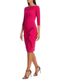 Chiara Boni La Petite Robe Kate Ruffled Three-Quarter Sleeve Bodycon Dress Passion -Chiara Boni La Petite Robe Sales Shop unnamed file 1646