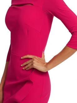 Chiara Boni La Petite Robe Kate Ruffled Three-Quarter Sleeve Bodycon Dress Passion -Chiara Boni La Petite Robe Sales Shop unnamed file 1649