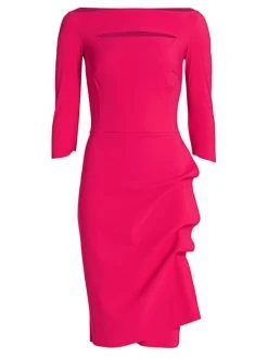 Chiara Boni La Petite Robe Kate Ruffled Three-Quarter Sleeve Bodycon Dress Passion -Chiara Boni La Petite Robe Sales Shop unnamed file 1653