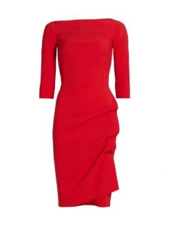 Chiara Boni La Petite Robe Kate Ruffled Three-Quarter Sleeve Bodycon Dress Passion -Chiara Boni La Petite Robe Sales Shop unnamed file 1654