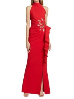 Chiara Boni La Petite Robe Teodorina Sequined Ruffle Halter Gown -Chiara Boni La Petite Robe Sales Shop unnamed file 189