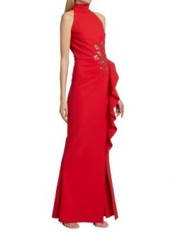 Chiara Boni La Petite Robe Teodorina Sequined Ruffle Halter Gown -Chiara Boni La Petite Robe Sales Shop unnamed file 190
