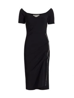 Chiara Boni La Petite Robe Sultana Ruffle Bodycon Midi Dress Blue Notte -Chiara Boni La Petite Robe Sales Shop unnamed file 222