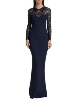 Chiara Boni La Petite Robe Lien Collared Lace Long-Sleeve Gown -Chiara Boni La Petite Robe Sales Shop unnamed file 290