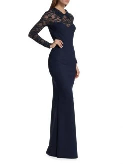 Chiara Boni La Petite Robe Lien Collared Lace Long-Sleeve Gown -Chiara Boni La Petite Robe Sales Shop unnamed file 291