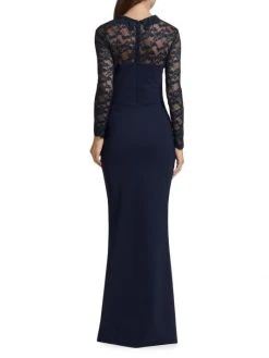 Chiara Boni La Petite Robe Lien Collared Lace Long-Sleeve Gown -Chiara Boni La Petite Robe Sales Shop unnamed file 292