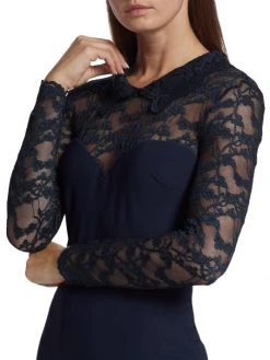 Chiara Boni La Petite Robe Lien Collared Lace Long-Sleeve Gown -Chiara Boni La Petite Robe Sales Shop unnamed file 293