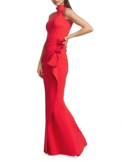 Chiara Boni La Petite Robe Halter Ruffle Gown Catalina Blue 4 Chiara Boni La Petite Robe Halter Ruffle Gown Catalina Blue -Chiara Boni La Petite Robe Sales Shop unnamed file 3