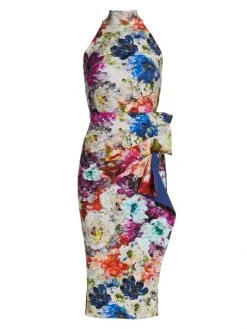 Chiara Boni La Petite Robe Draped Painterly Floral Dress