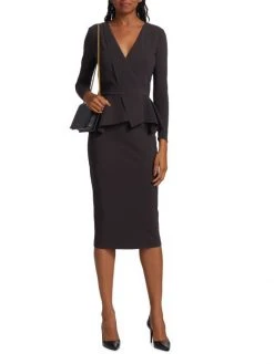 Chiara Boni La Petite Robe Leticia Mixed-Media Peplum-Waist Dress -Chiara Boni La Petite Robe Sales Shop unnamed file 654