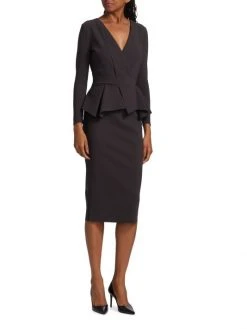 Chiara Boni La Petite Robe Leticia Mixed-Media Peplum-Waist Dress -Chiara Boni La Petite Robe Sales Shop unnamed file 655