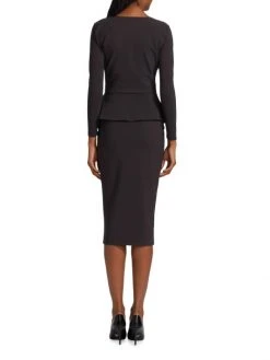 Chiara Boni La Petite Robe Leticia Mixed-Media Peplum-Waist Dress -Chiara Boni La Petite Robe Sales Shop unnamed file 657