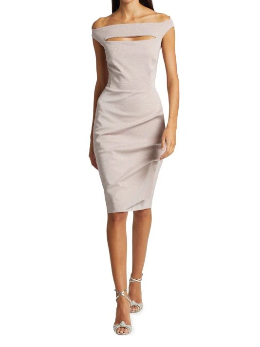 Chiara Boni La Petite Robe Melania Sugar Metallic Sheath Dress Nude 4 Chiara Boni La Petite Robe Melania Sugar Metallic Sheath Dress Nude - Image 2
