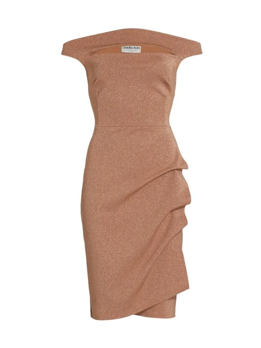 Chiara Boni La Petite Robe Melania Sugar Metallic Sheath Dress Nude 5 Chiara Boni La Petite Robe Melania Sugar Metallic Sheath Dress Nude - Image 3