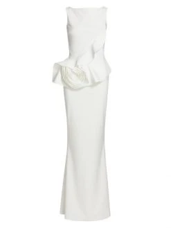 Chiara Boni La Petite Robe Morny Rosette Peplum Gown