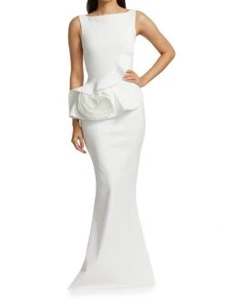 Chiara Boni La Petite Robe Morny Rosette Peplum Gown -Chiara Boni La Petite Robe Sales Shop unnamed file 847