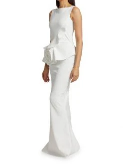 Chiara Boni La Petite Robe Morny Rosette Peplum Gown -Chiara Boni La Petite Robe Sales Shop unnamed file 849