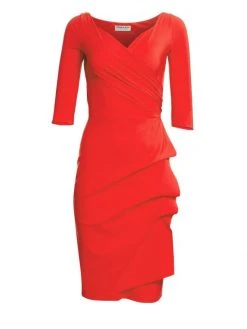 Chiara Boni La Petite Robe Florian Side Ruffle Dress Red -Chiara Boni La Petite Robe Sales Shop unnamed file 872