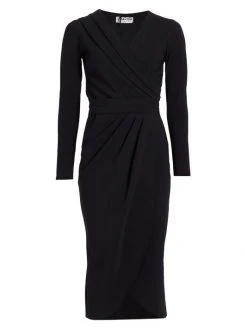 Chiara Boni La Petite Robe Jodene Pleated Wrap Midi Dress Cream -Chiara Boni La Petite Robe Sales Shop unnamed file 885