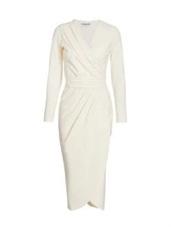 Chiara Boni La Petite Robe Jodene Pleated Wrap Midi Dress Cream -Chiara Boni La Petite Robe Sales Shop unnamed file 886